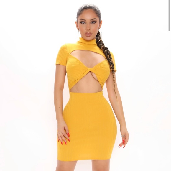 Sandie Mini Sweater Dress Mustard 